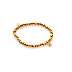Silk & Steel Nova beaded bracelet in gold hematite with cubic zirconia.