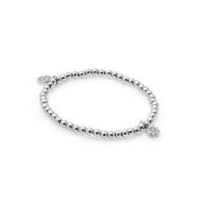 Silk & Steel Nova beaded bracelet in silver hematite with cubic zirconia.