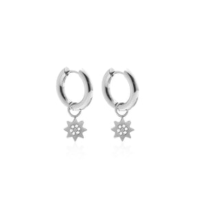 Silk & Steel Nova hoop earrings with cubic zirconia in silver stainless steel.