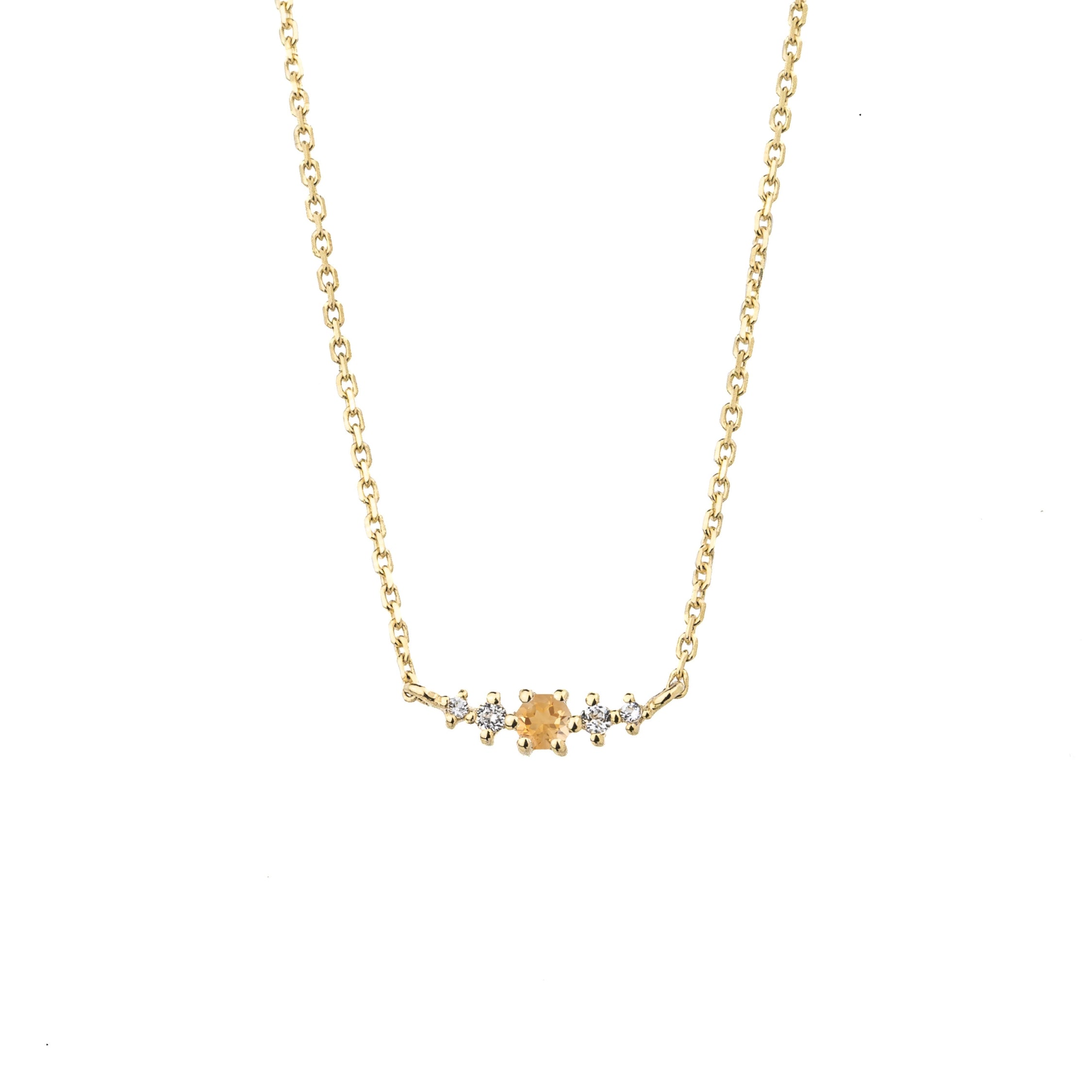 Citrine November Birthstone Necklace | 14k gold-plated Sterling Silver | Silk & Steel Jewellery