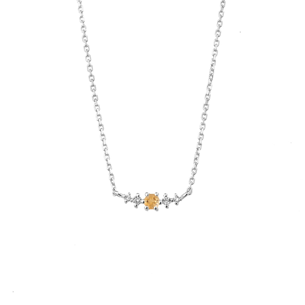 Citrine November Birthstone Necklace | Rhodium-plated Sterling Silver | Silk & Steel Jewellery