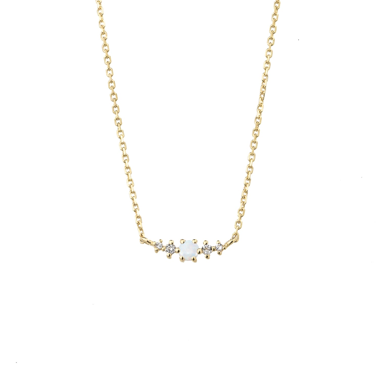 Opal October Birthstone Necklace | 14k gold-plated Sterling Silver | Silk & Steel Jewellery