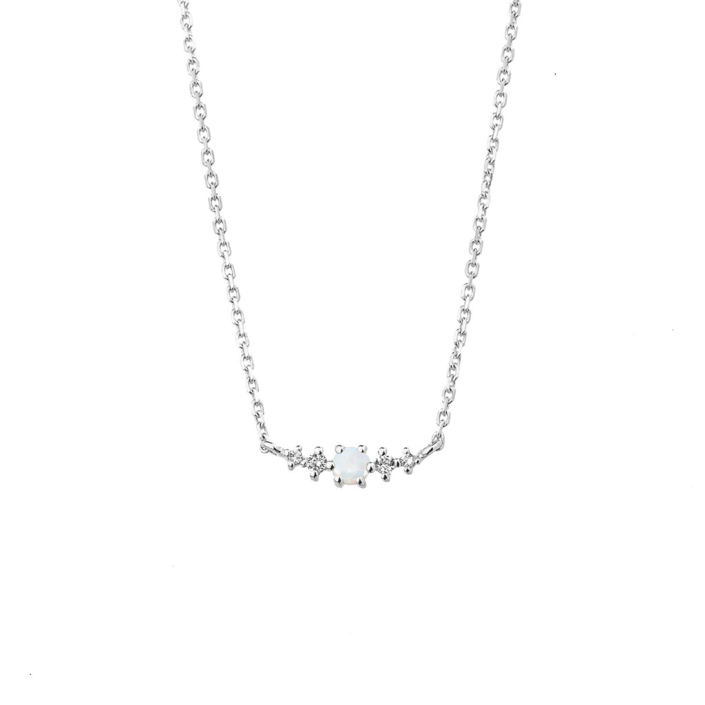 Opal October Birthstone Necklace | Rhodium-plated Sterling Silver | Silk & Steel Jewellery