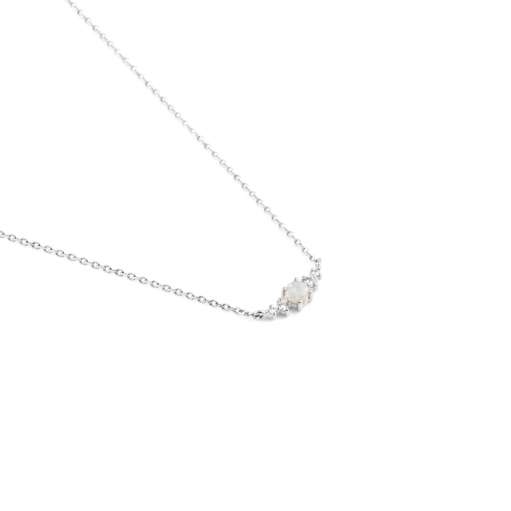 Opal October Birthstone Necklace | Rhodium-plated Sterling Silver | Silk & Steel Jewellery