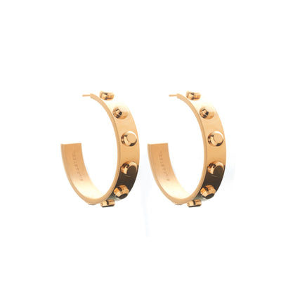 Silk & Steel Odyssée Hoop Earrings in premium 14k gold-plated stainless steel with signature stud detailing.