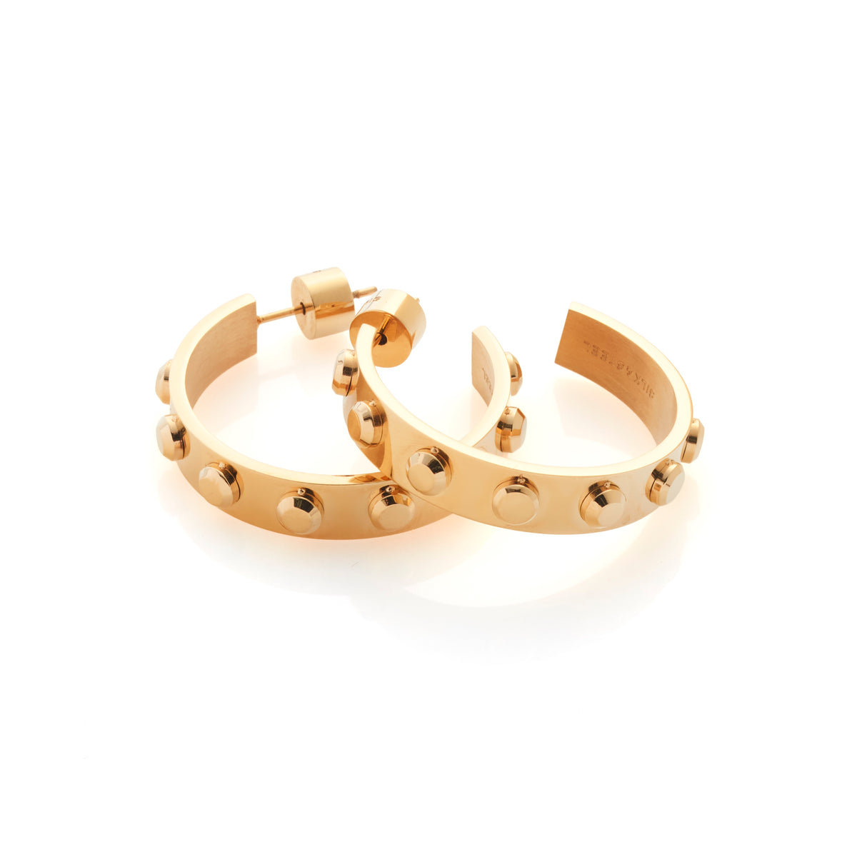 Silk & Steel Odyssée Hoops with stud detail in 14k gold-plated stainless steel.