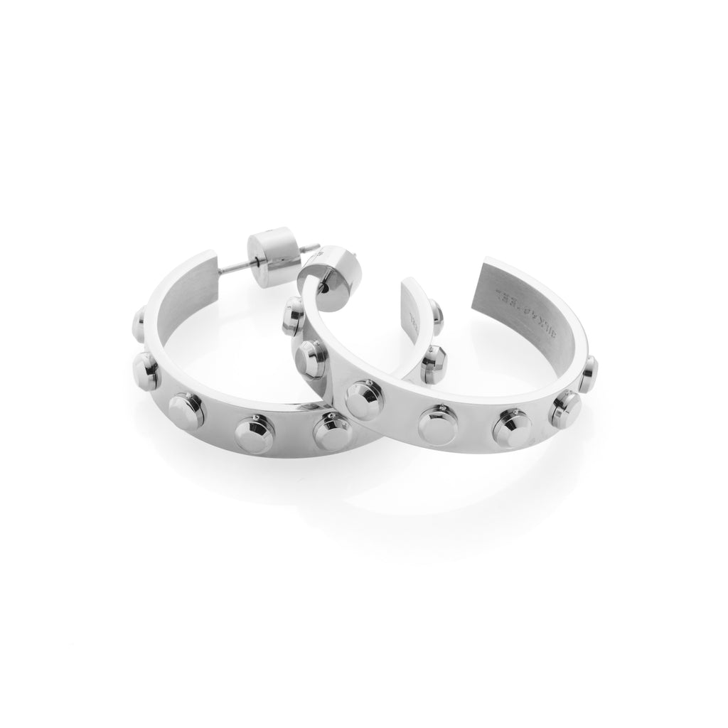 Silk & Steel Odyssée Hoops with stud detail in high polish stainless steel.