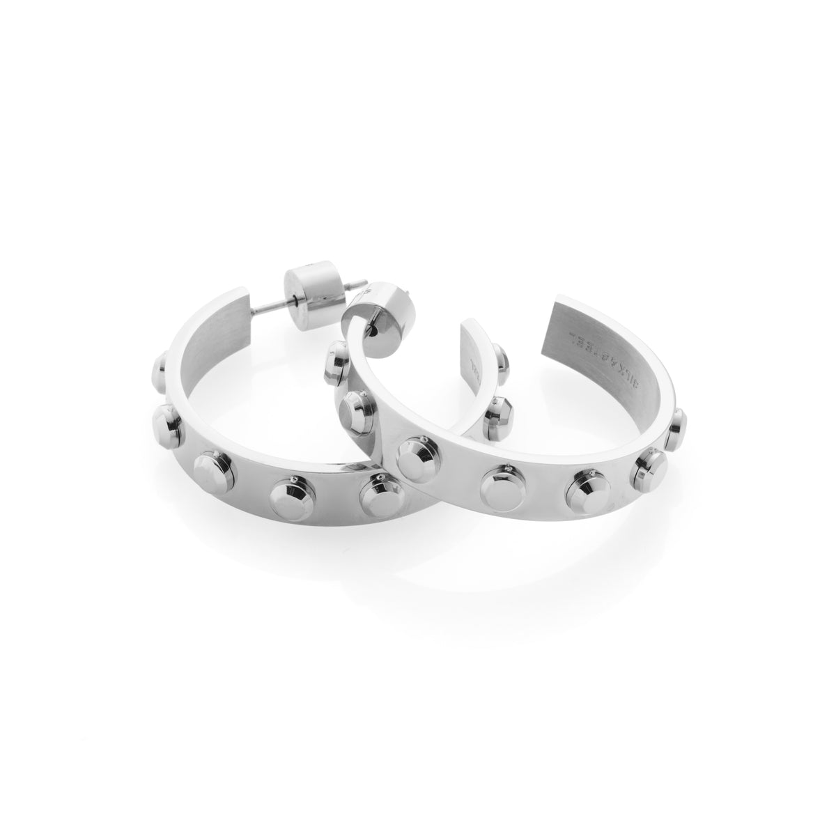 Silk & Steel Odyssée Hoops with stud detail in high polish stainless steel.