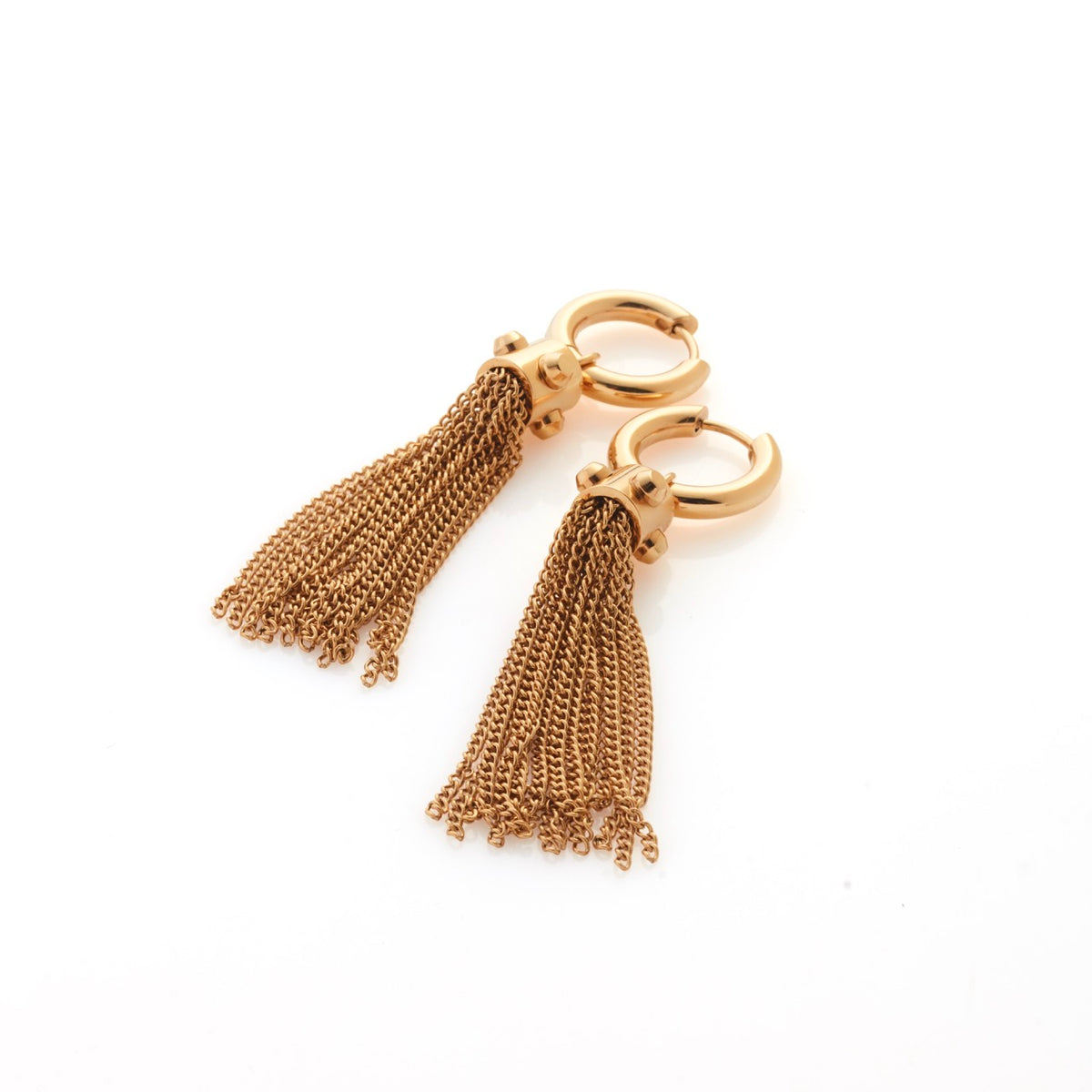 Silk & Steel Odyssée Tassel Earrings with black onyx in 14k gold-plated stainless steel.