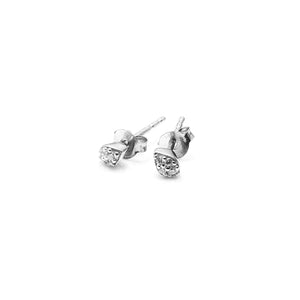 Silk &Steel Petite Petal Studs Sterling Silver with Clear Cubic Zirconias