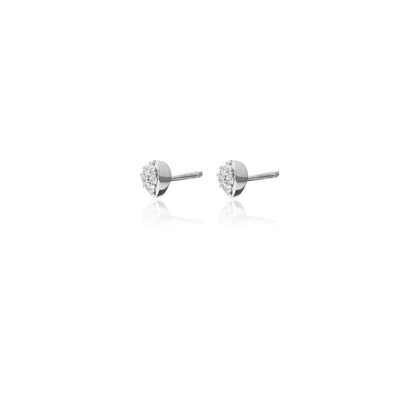 Silk &Steel Petite Petal Studs Sterling Silver with Clear Cubic Zirconias