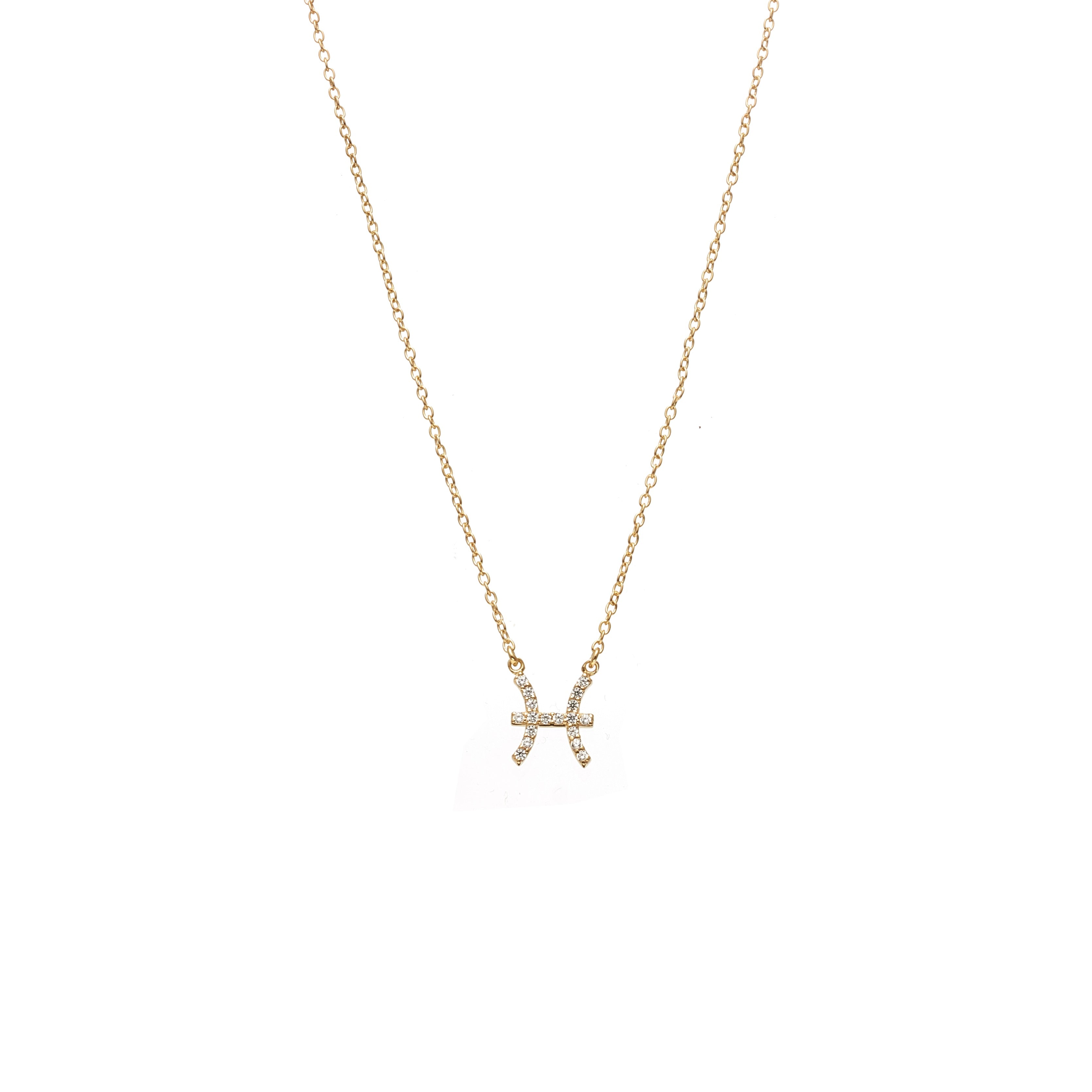 Silk & Steel Jewellery Pisces Star Sign Pendant Necklace in 14k gold-plated Sterling Silver with Cubic Zirconias