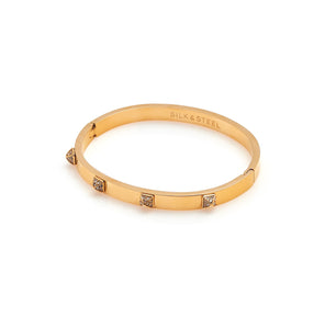 Silk & Steel Prism bangle in 14k gold-plated stainless steel with cubic zirconia