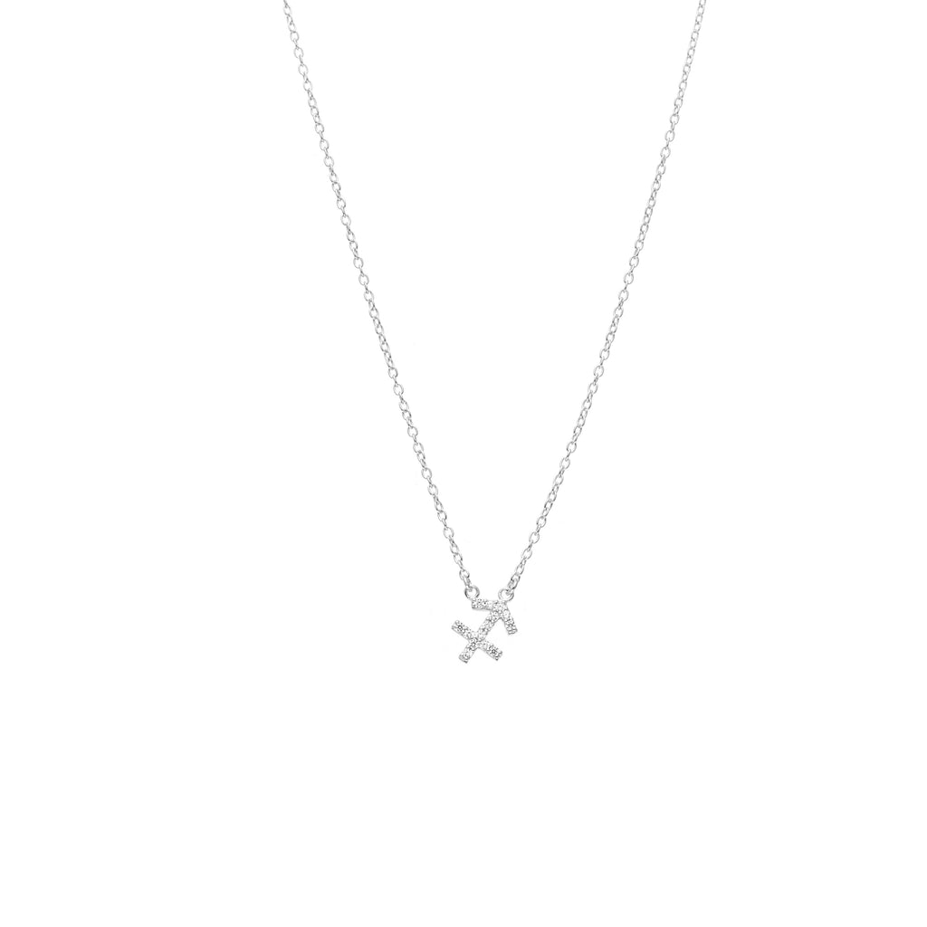 Silk & Steel Jewellery Sagittarius Star Sign Pendant Necklace in Sterling Silver with Cubic Zirconias