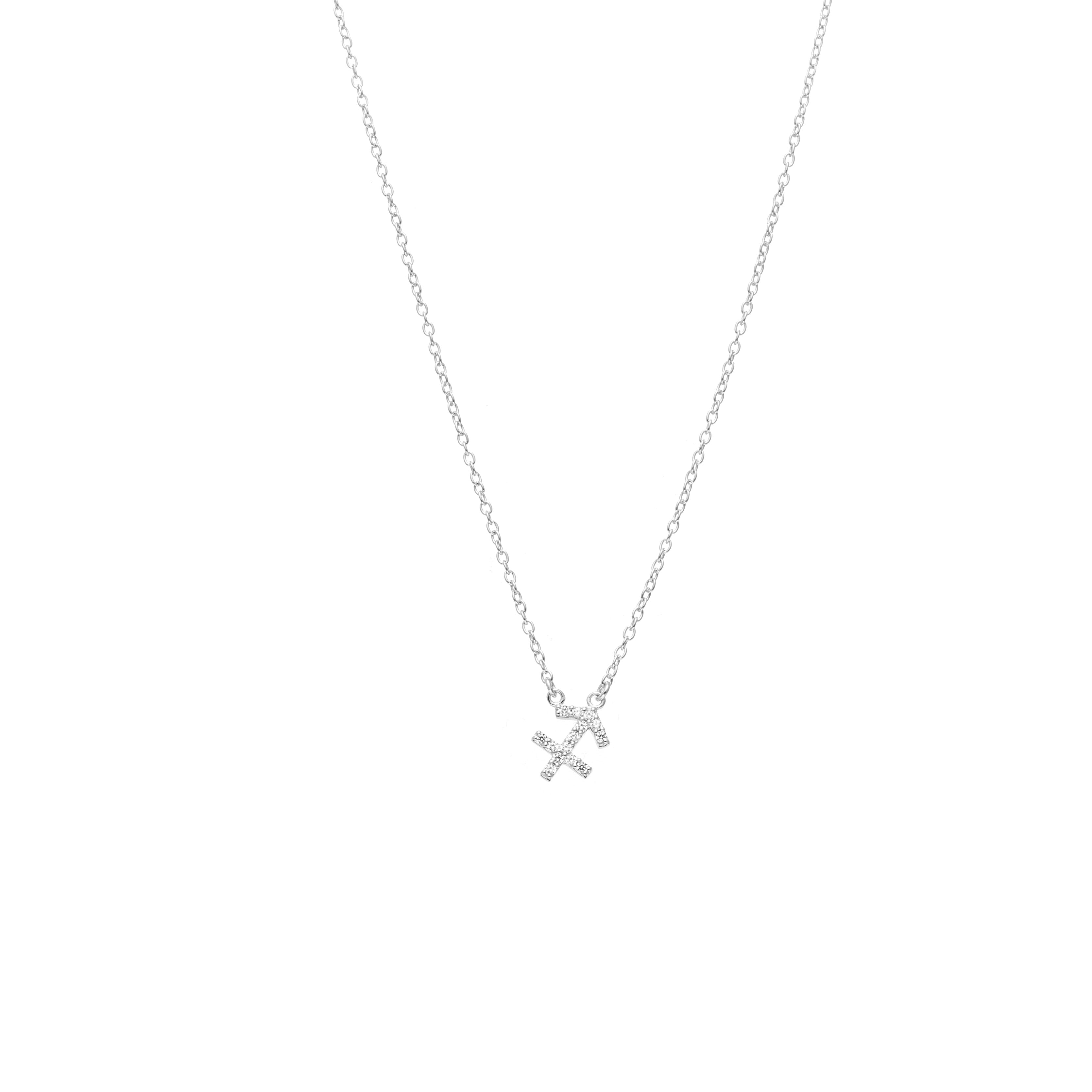 Silk & Steel Jewellery Sagittarius Star Sign Pendant Necklace in Sterling Silver with Cubic Zirconias