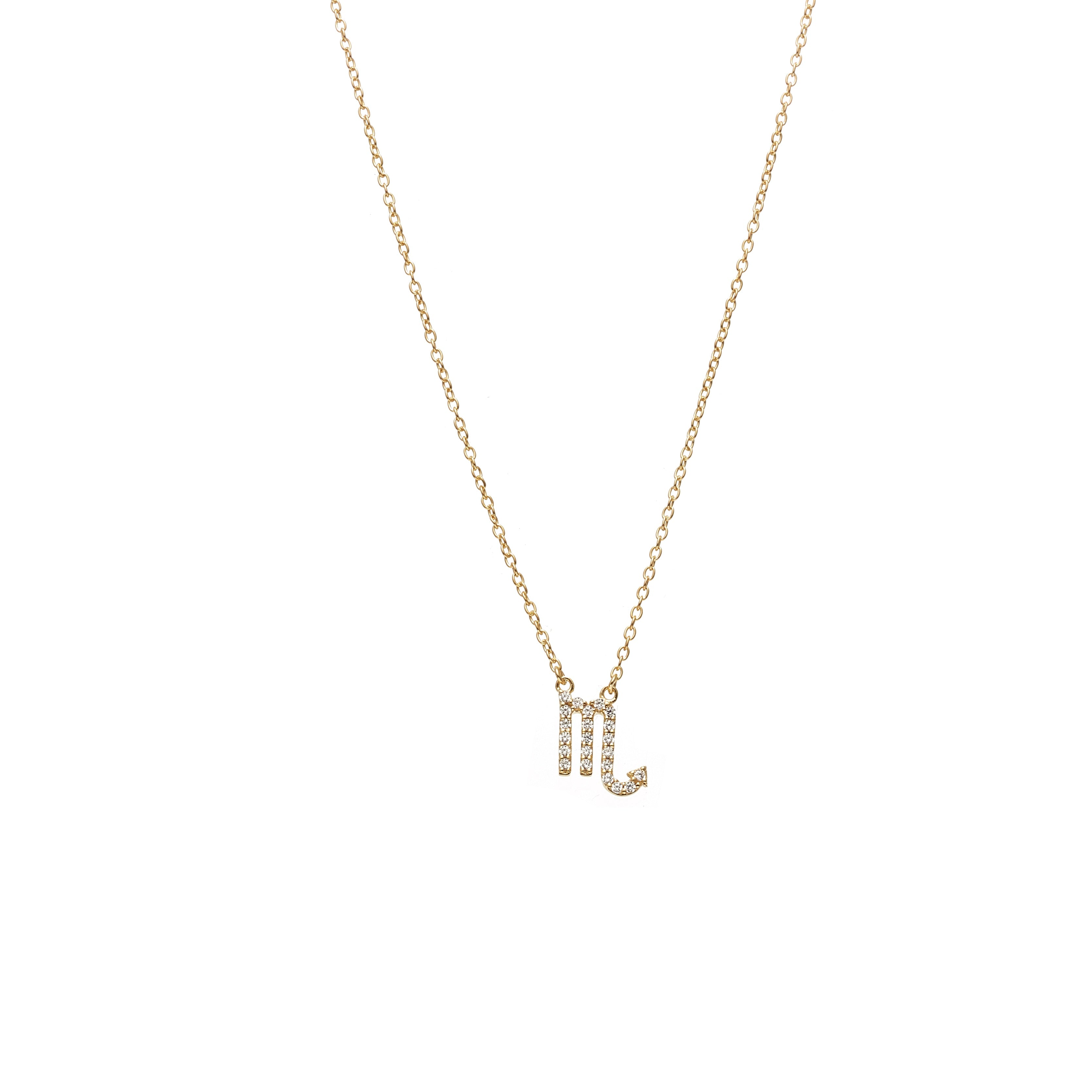 Silk & Steel Jewellery Scorpio Star Sign Pendant Necklace in 14k gold-plated Sterling Silver with Cubic Zirconias