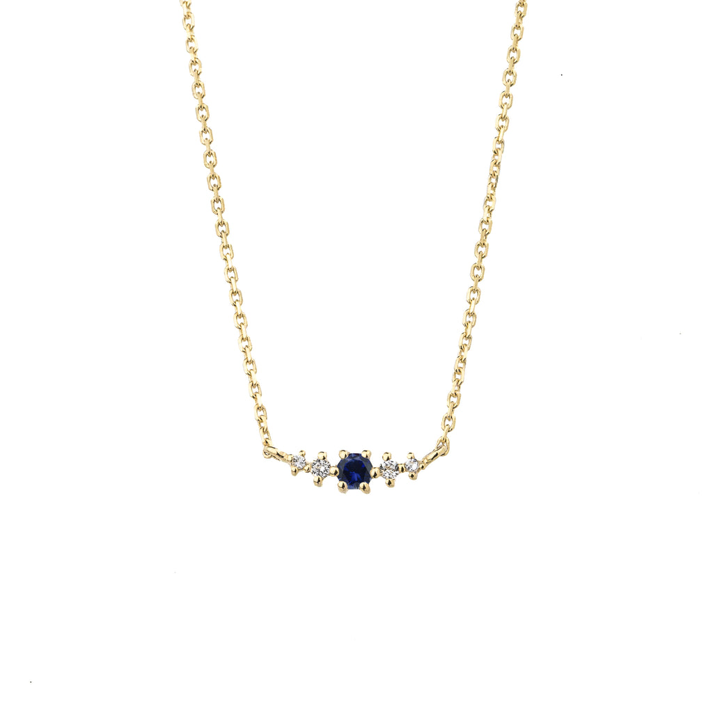 Blue Sapphire September Birthstone Necklace | 14k gold-plated Sterling Silver | Silk & Steel Jewellery