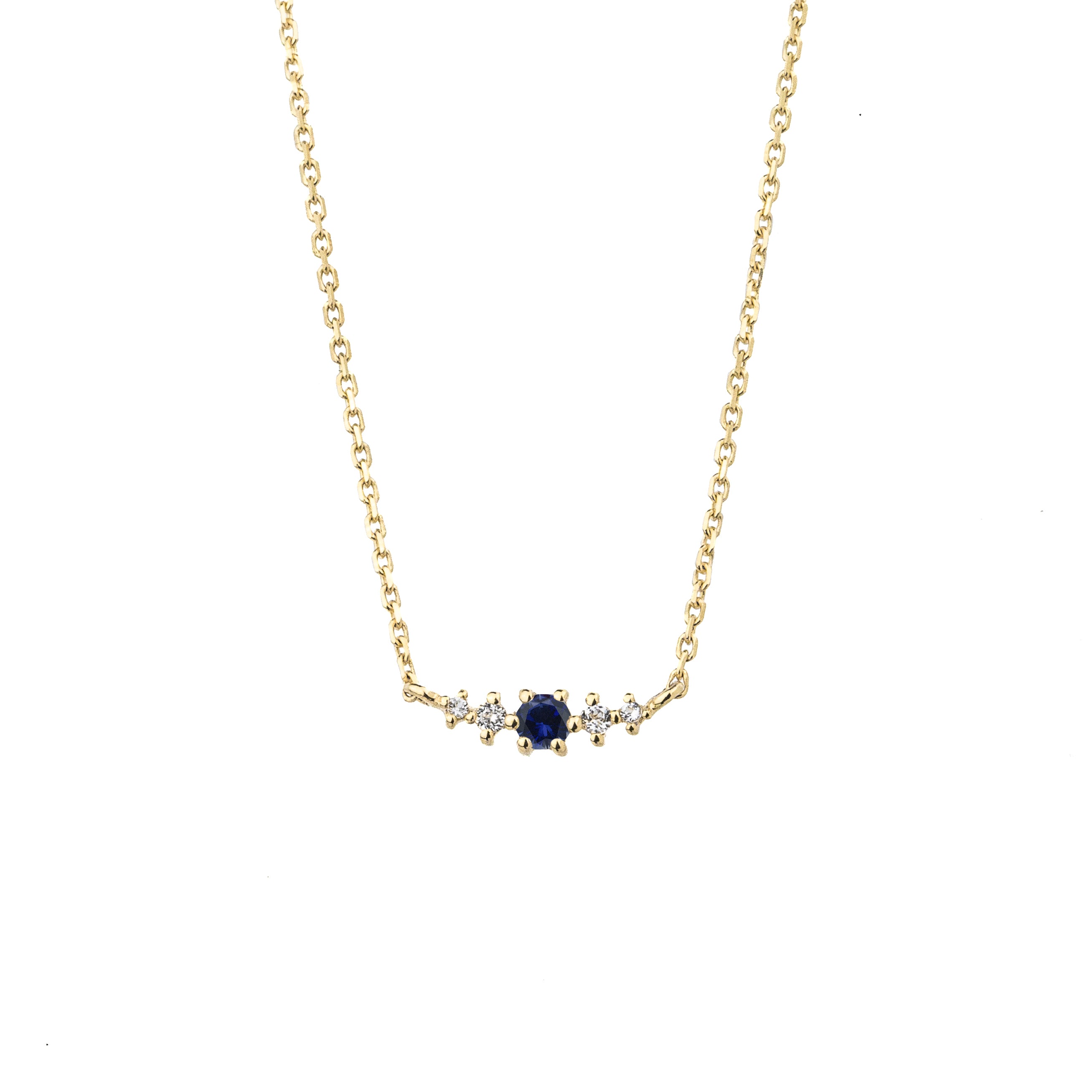 Blue Sapphire September Birthstone Necklace | 14k gold-plated Sterling Silver | Silk & Steel Jewellery