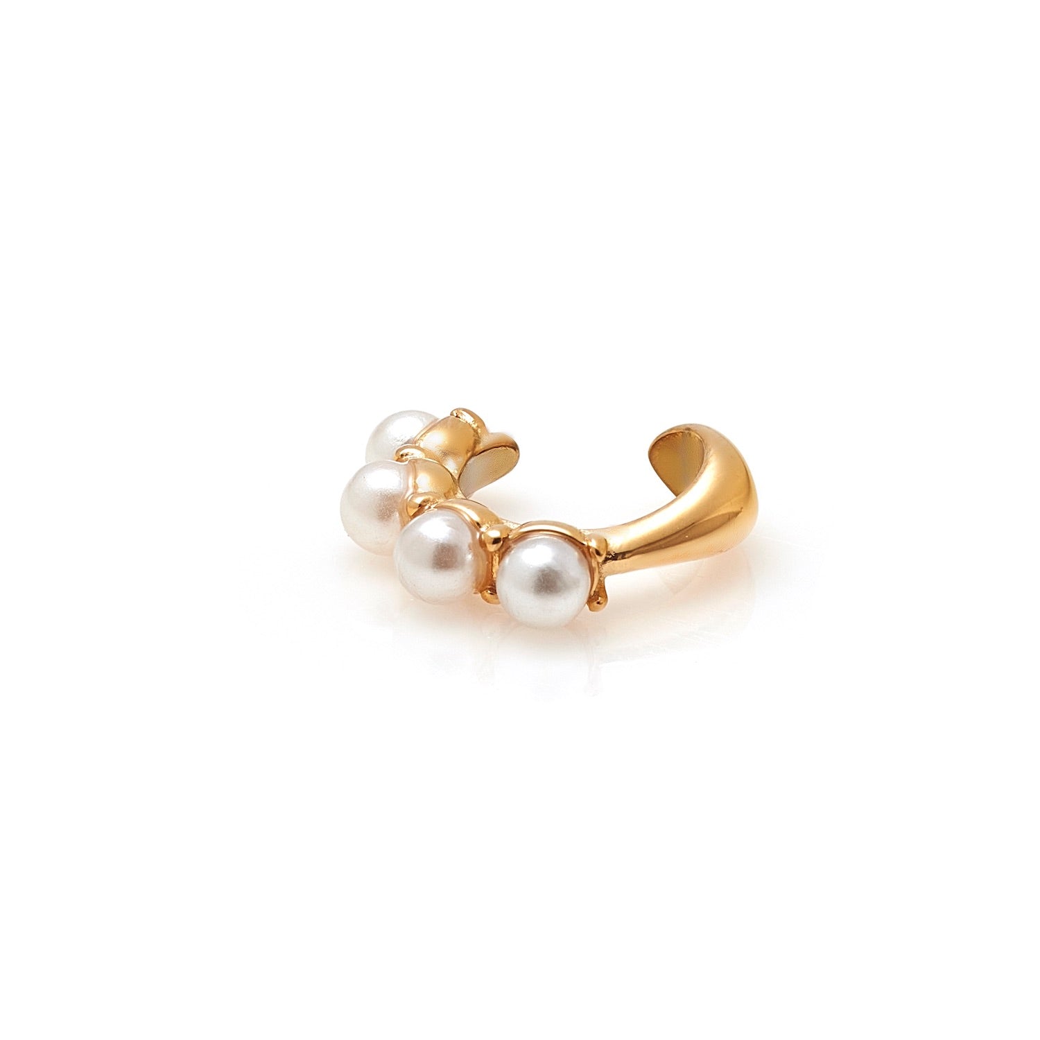 Silk & Steel Siren ear cuff with pearls in 14k gold-plated stainless steel.