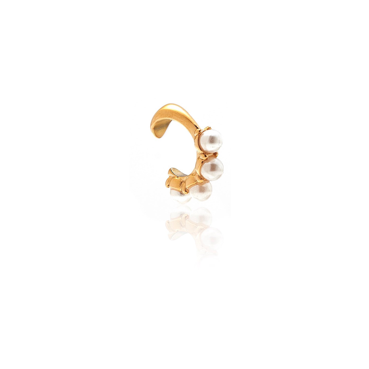 Silk & Steel Siren ear cuff with pearls in 14k gold-plated stainless steel.