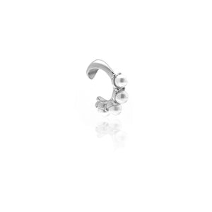 Silk & Steel Siren ear cuff with pearls in silver stainless steel.