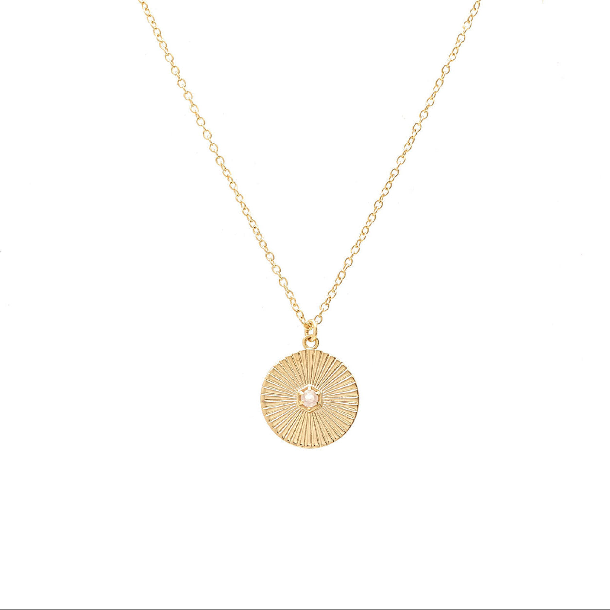 Silk & Steel Solace Necklace with rose quartz in 14k gold-plated sterling silver.