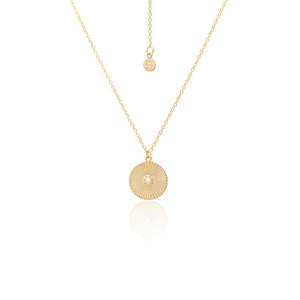 Silk & Steel Solace Necklace with rose quartz in 14k gold-plated sterling silver.