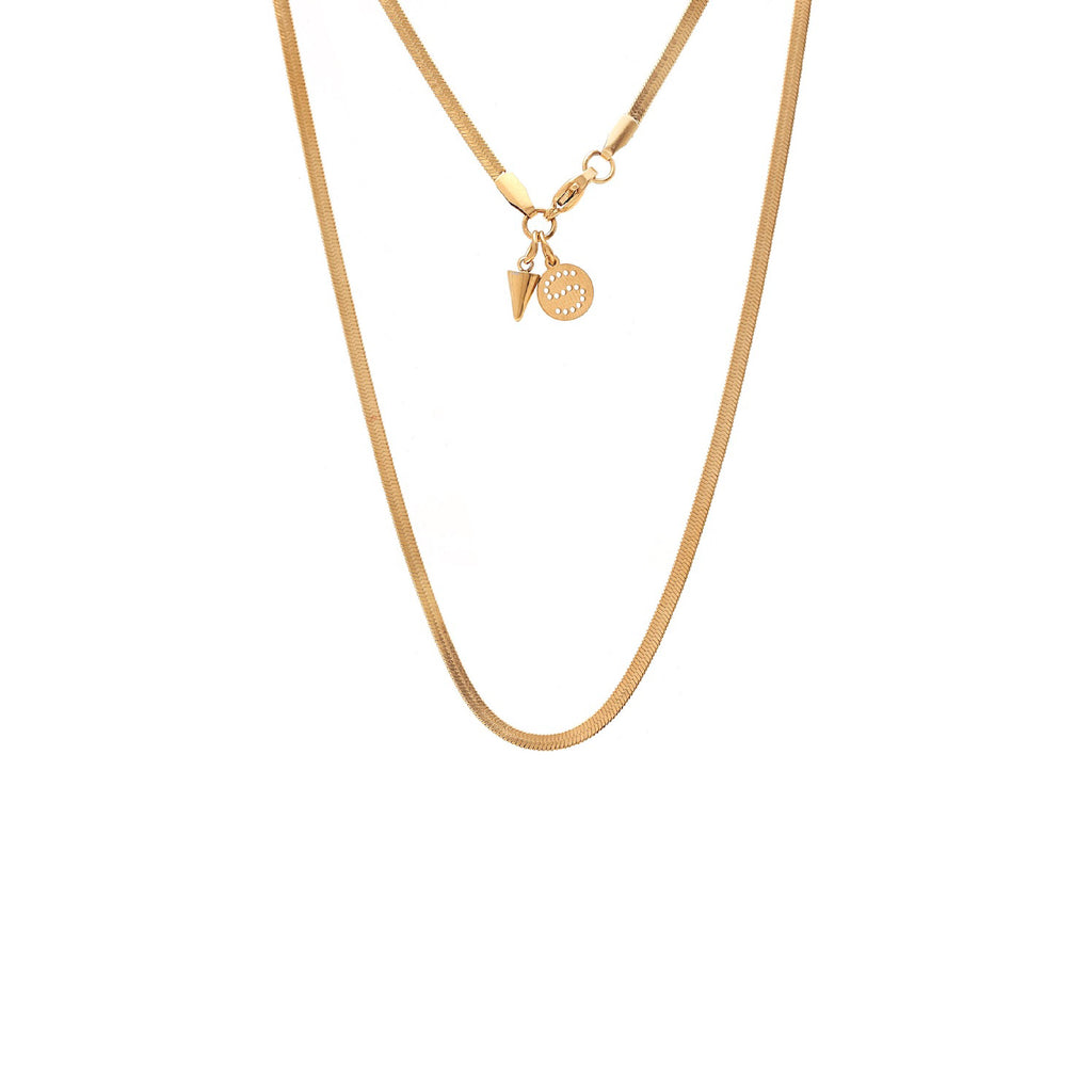 Silk & Steel Solara necklace in 14k gold-plated stainless steel.