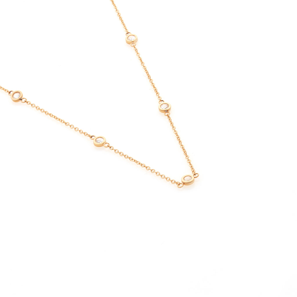 Silk & Steel Solstice Necklace in 14k gold-plated stainless steel with cubic zirconias.