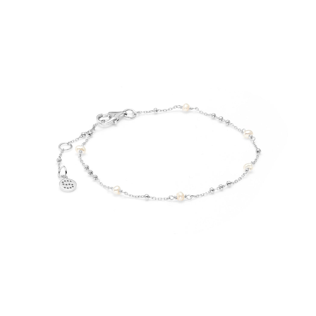Silk & Steel Dotty Pearl Necklace - Pearl/Silver