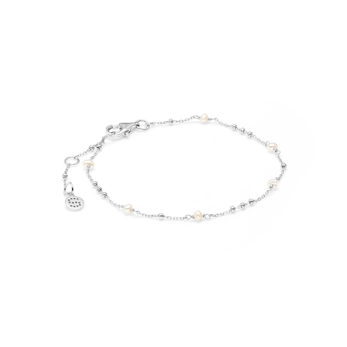 Silk & Steel Dotty Pearl Bracelet - Pearl/Silver