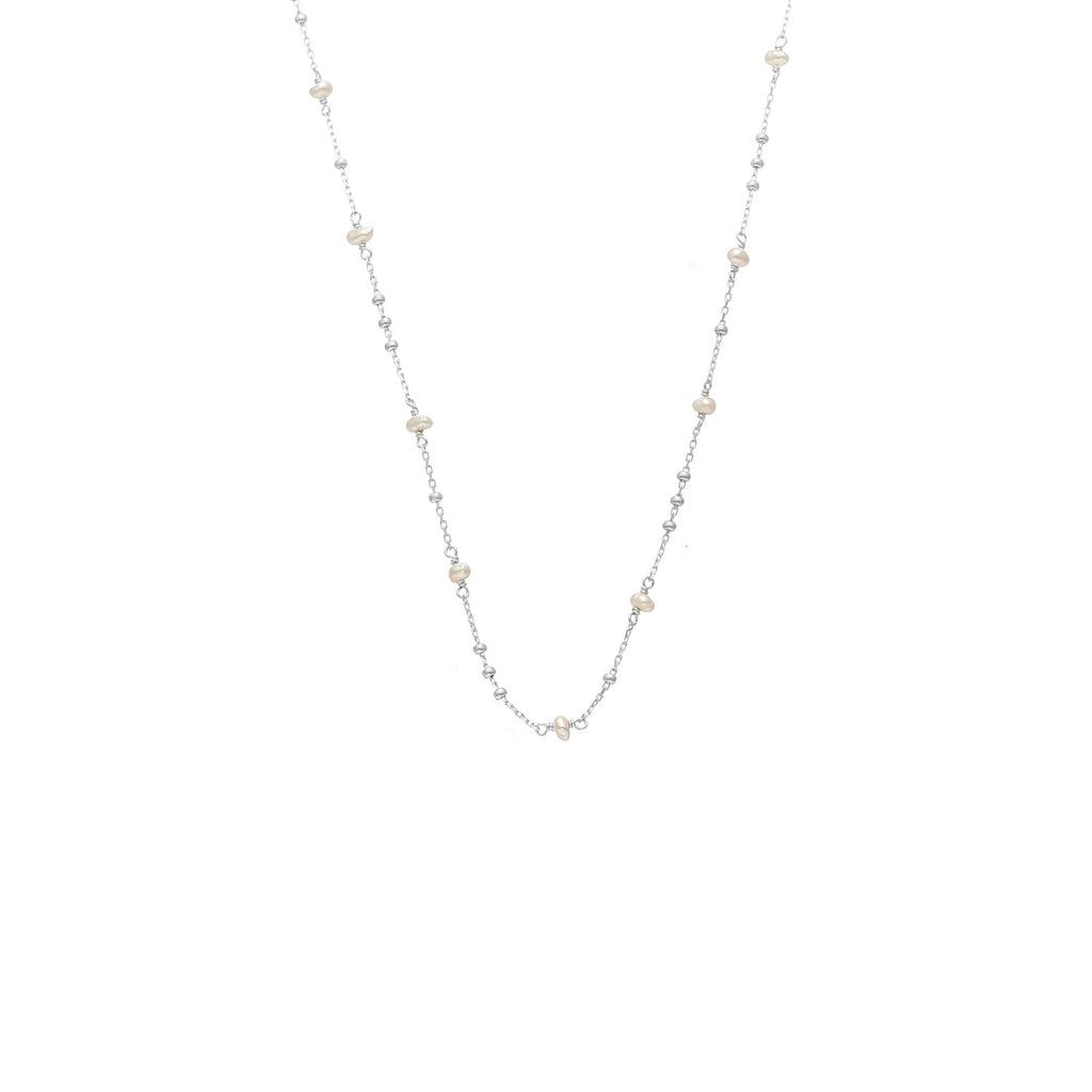 Superfine Dotty Necklace in Sterling Silver with Freshwater Pearls| Silk & Steel Jewellery