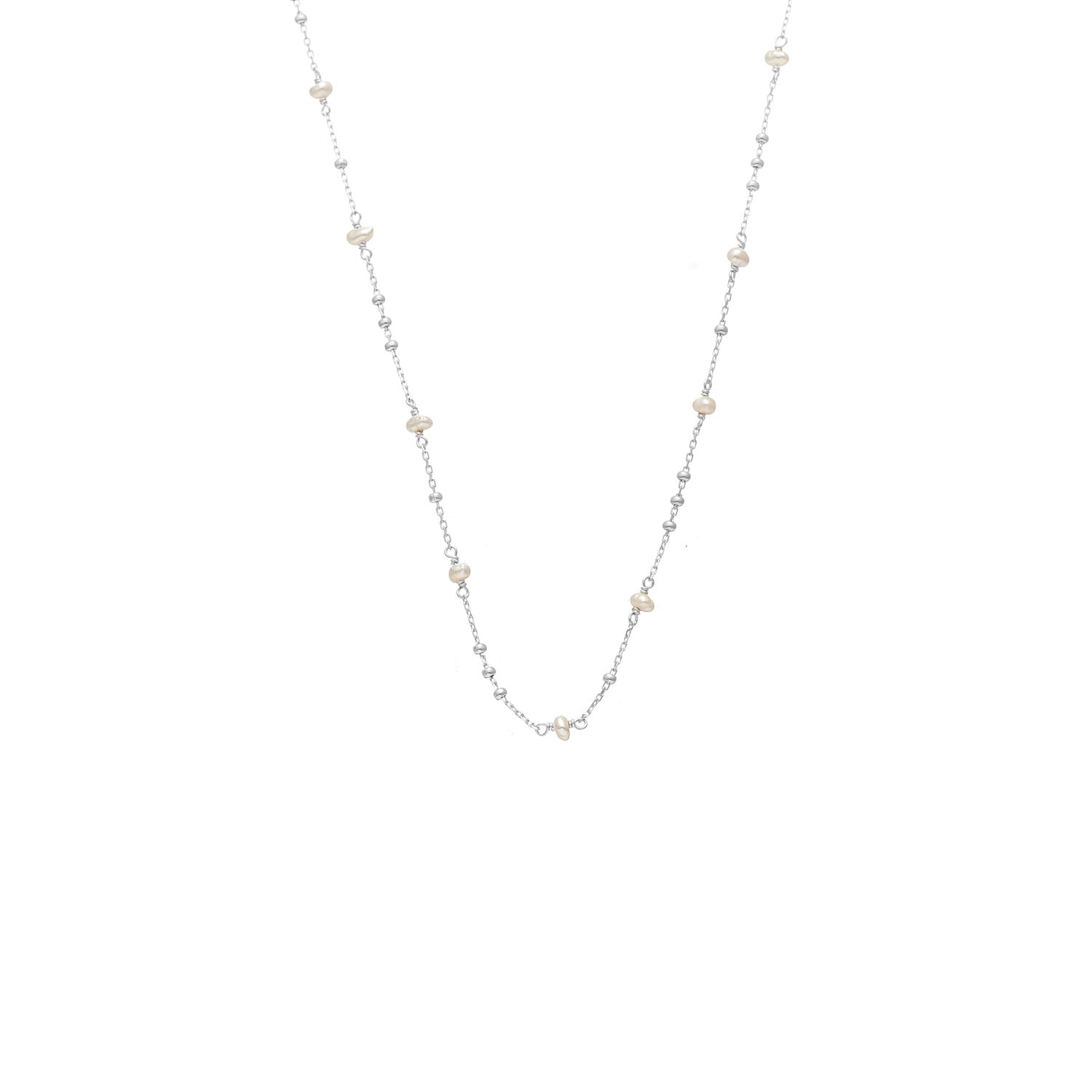 Superfine Dotty Necklace in Sterling Silver with Freshwater Pearls| Silk & Steel Jewellery