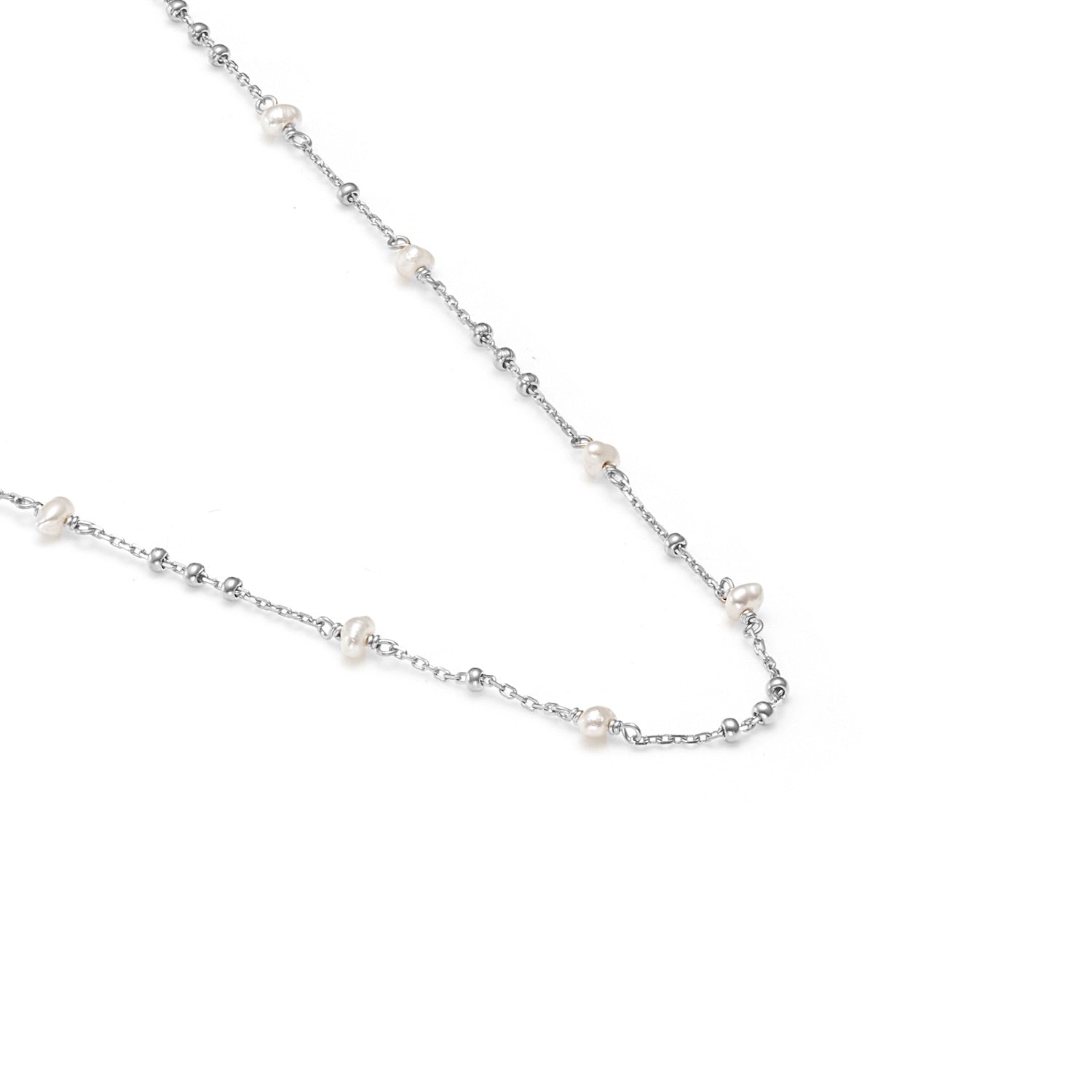 Superfine Dotty Necklace in Sterling Silver with Freshwater Pearls| Silk & Steel Jewellery