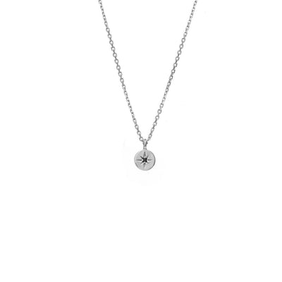 Petite North Star Necklace Black Diamond + Silver