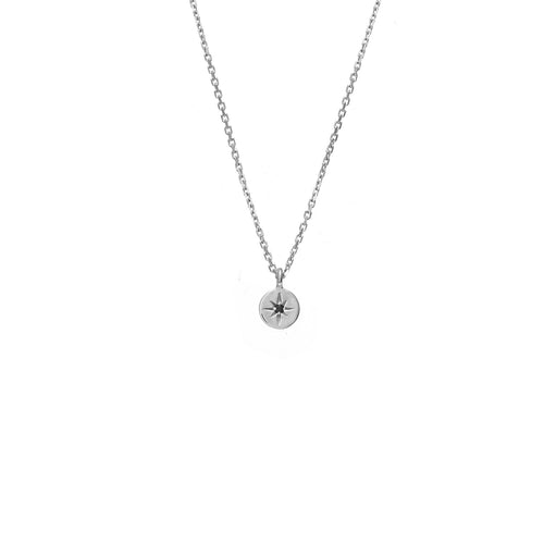 Petite North Star Necklace Black Diamond + Silver