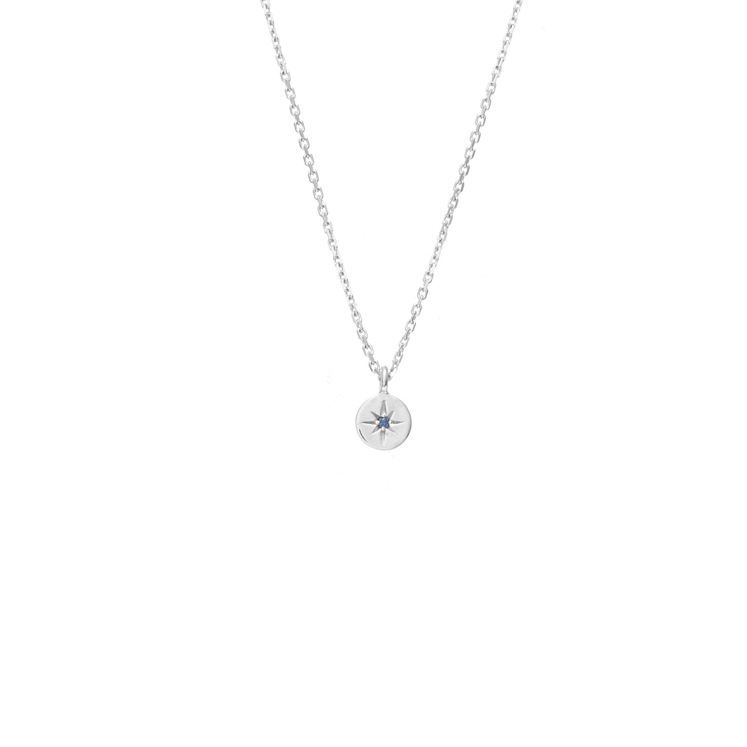 Superfine Petite North Star Necklace in Sterling Silver with Blue Sapphire | Silk & Steel Jewellery