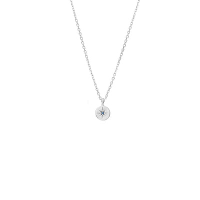 Superfine Petite North Star Necklace in Sterling Silver with Blue Sapphire | Silk & Steel Jewellery