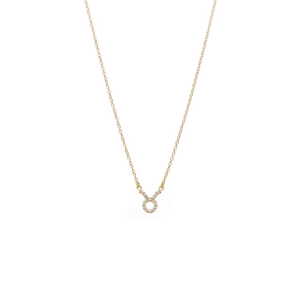 Silk & Steel Jewellery Taurus Star Sign Pendant Necklace in 14k gold-plated Sterling Silver with Cubic Zirconias