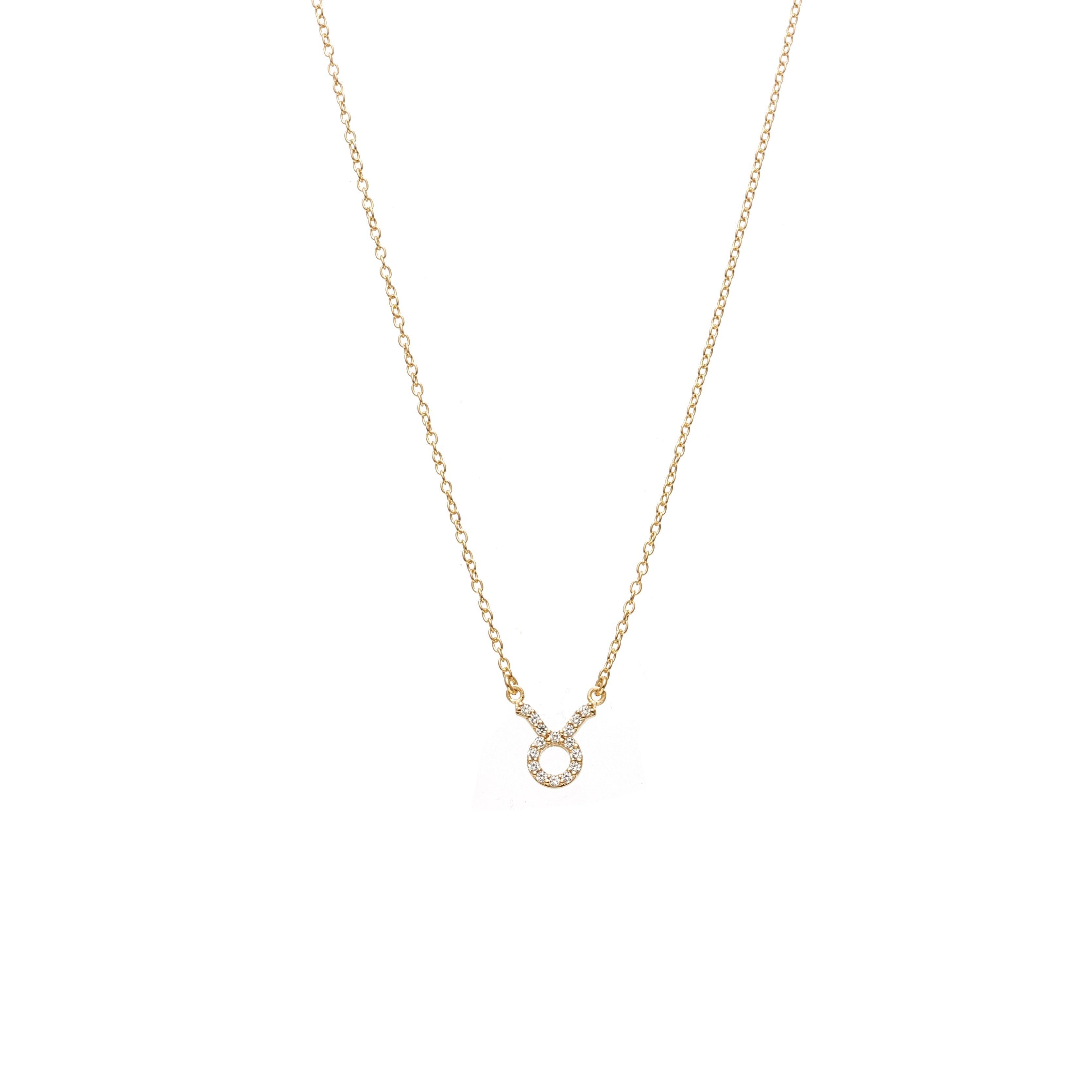 Silk & Steel Jewellery Taurus Star Sign Pendant Necklace in 14k gold-plated Sterling Silver with Cubic Zirconias
