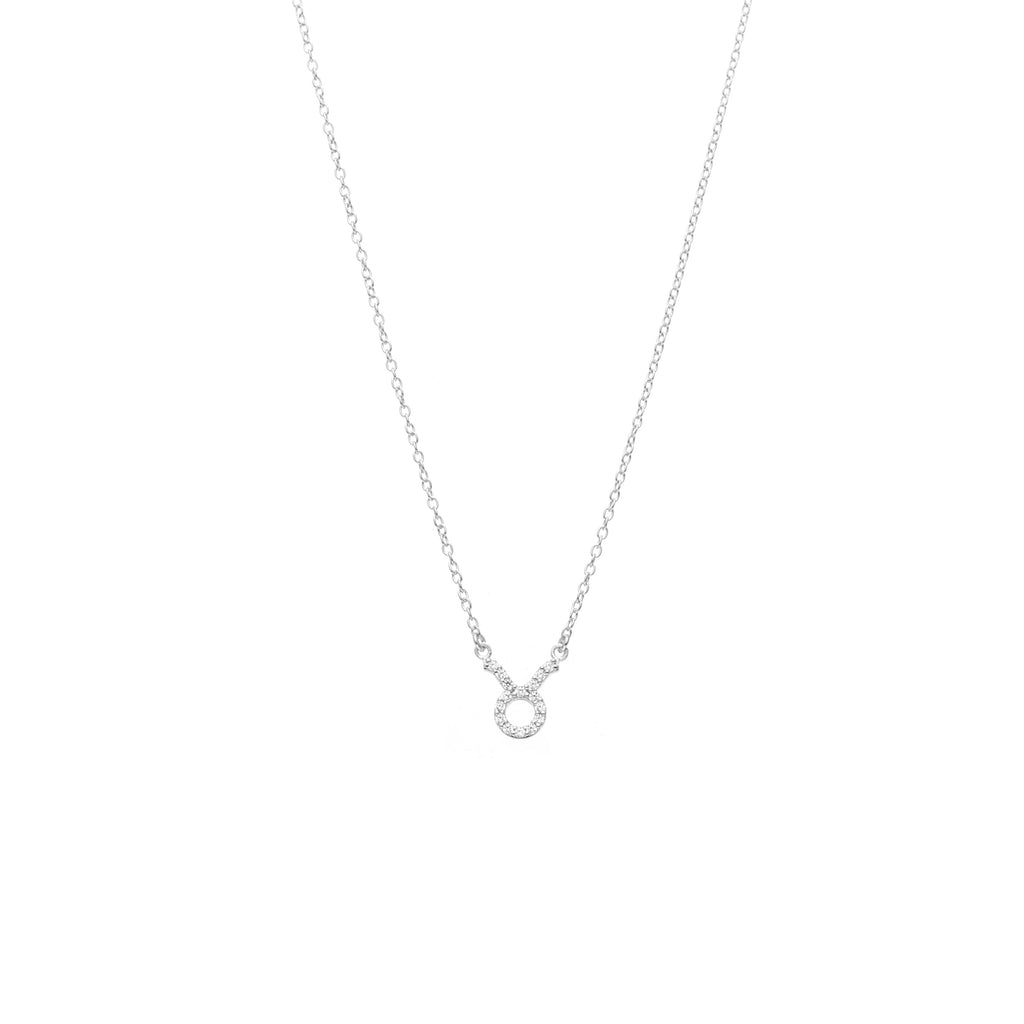 Silk & Steel Jewellery Taurus Star Sign Pendant Necklace in Sterling Silver with Cubic Zirconias