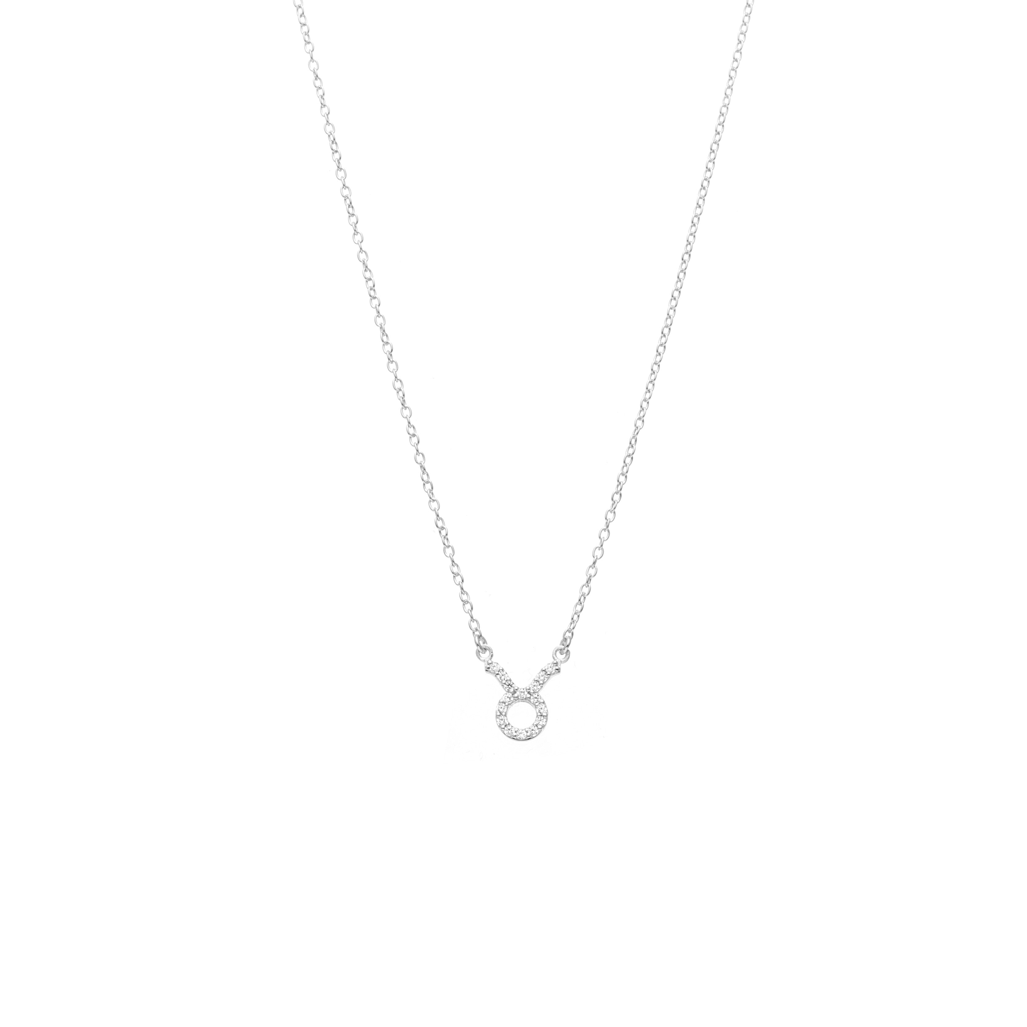 Silk & Steel Jewellery Taurus Star Sign Pendant Necklace in Sterling Silver with Cubic Zirconias