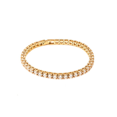 Tennis Bracelet in 14k gold-plated stainless steel set with Clear Cubic Zirconias | Silk & Steel Jewellery