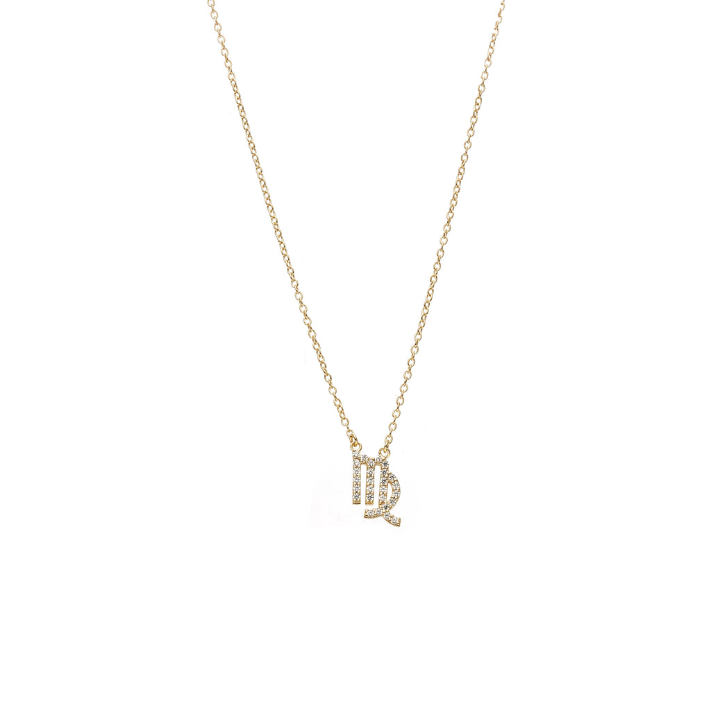 Silk & Steel Jewellery Virgo Star Sign Pendant Necklace in 14k gold-plated Sterling Silver with Cubic Zirconias