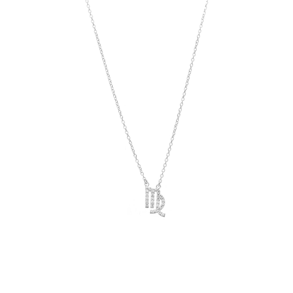 Silk & Steel Jewellery Virgo Star Sign Pendant Necklace in Sterling Silver with Cubic Zirconias