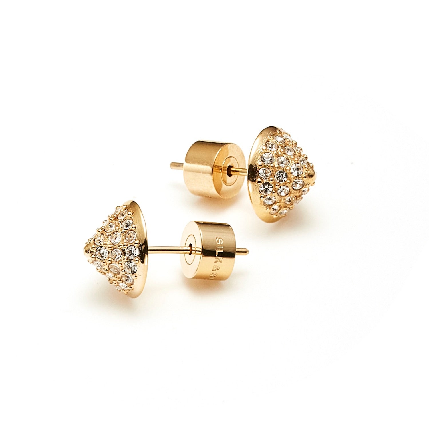 Voltage Stud Earrings in 14k gold-plated stainless steel with Cubic Zirconias | Silk & Steel Jewellery