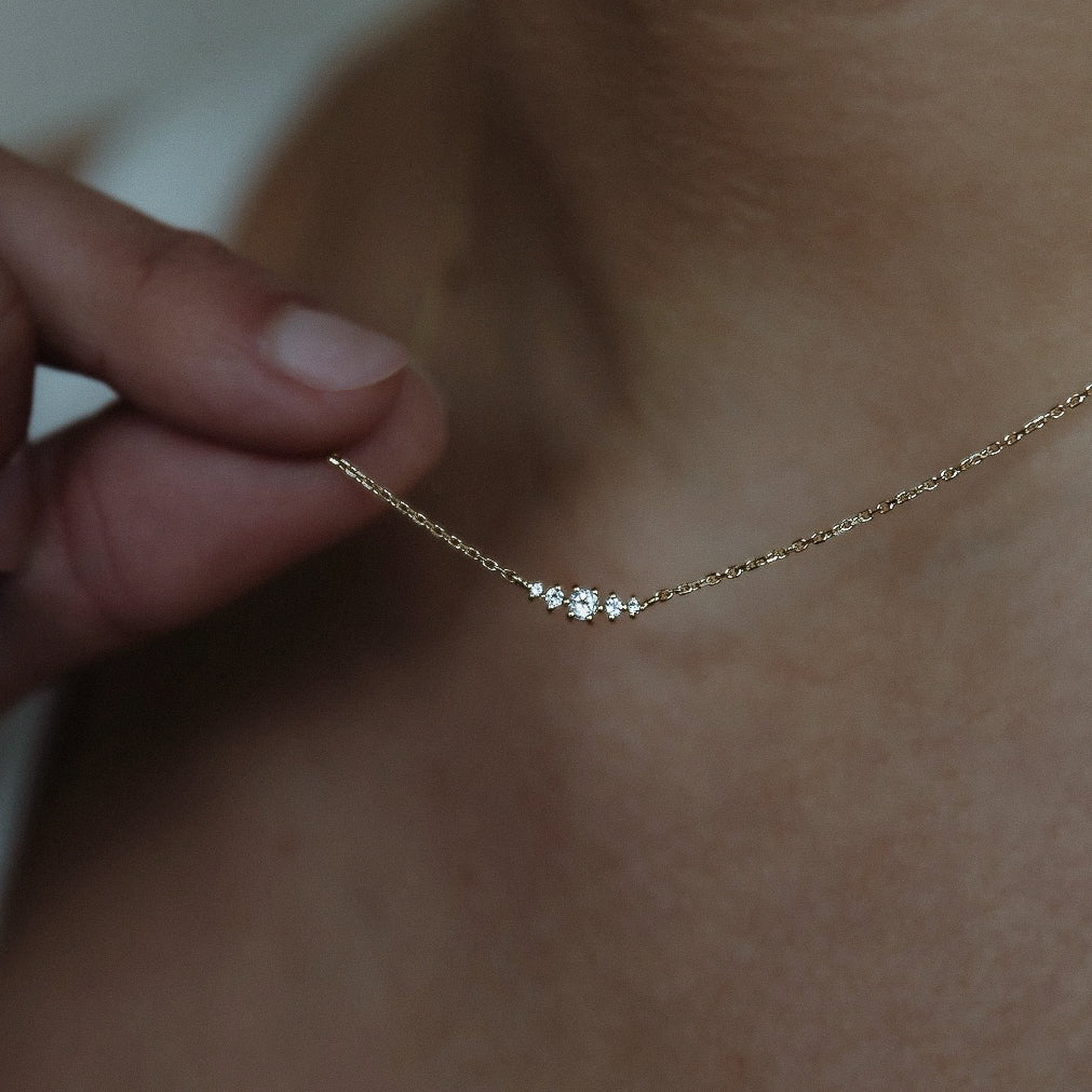 Silk & Steel Jewellery Birthstone Necklace 14k Gold-plated Sterling Silver and White Topaz 