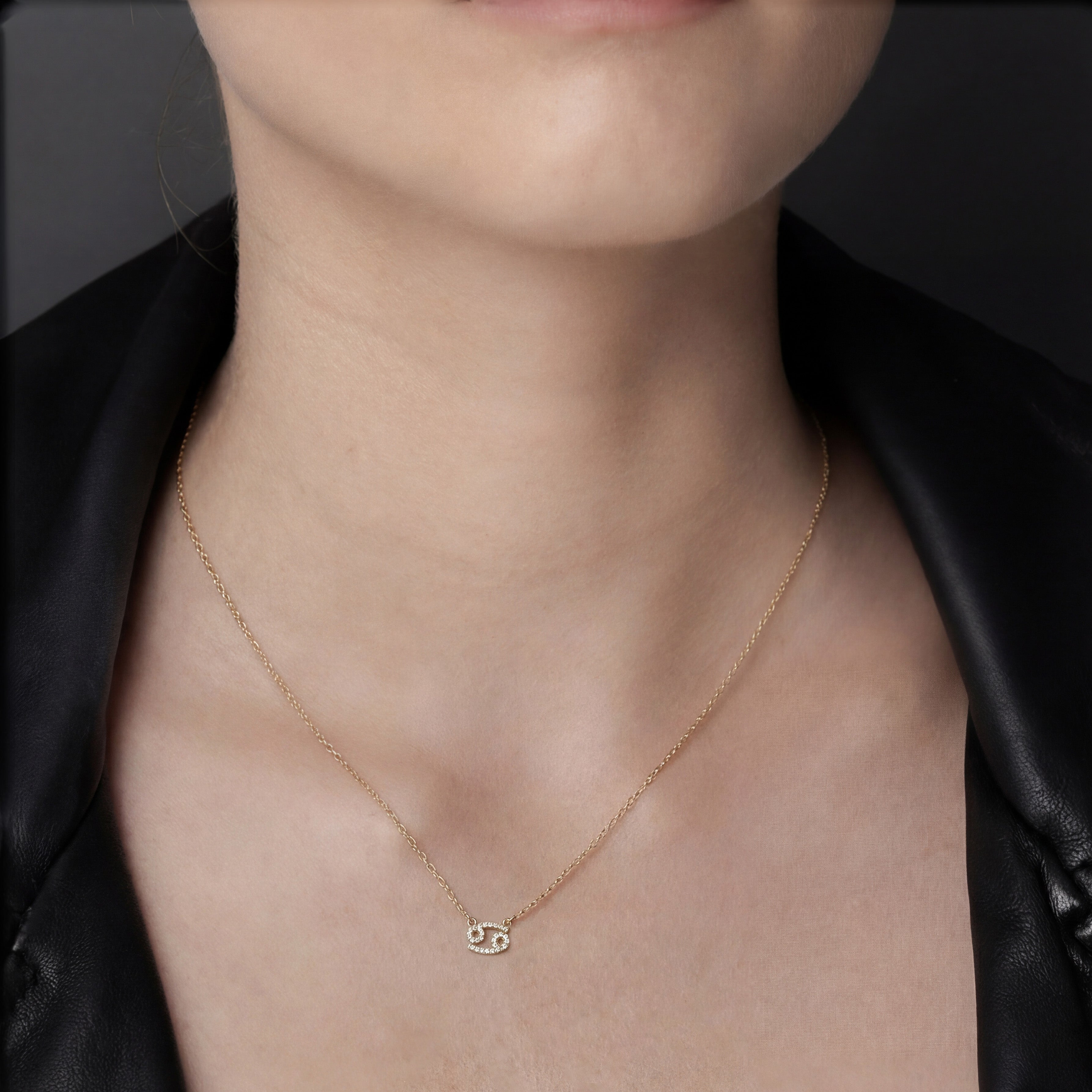 Silk & Steel Jewellery Cancer Star Sign Pendant Necklace in 14k gold-plated Sterling Silver with Cubic Zirconias