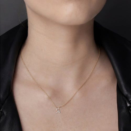 Silk & Steel Jewellery Capricorn Star Sign Pendant Necklace in 14k gold-plated Sterling Silver with Cubic Zirconias