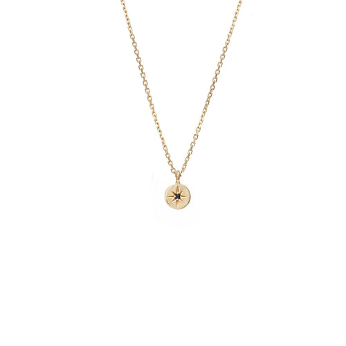 Petite North Star Necklace in 14k gold-plated sterling silver set with black diamond